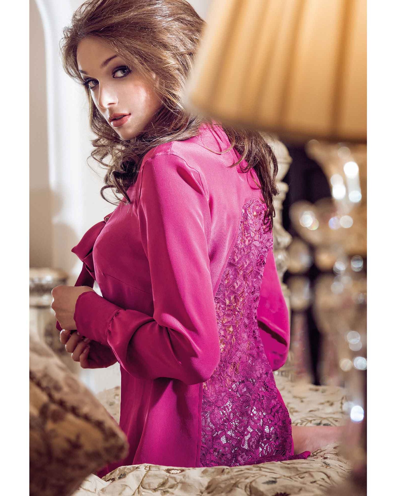 silk bow blouse fuchsia