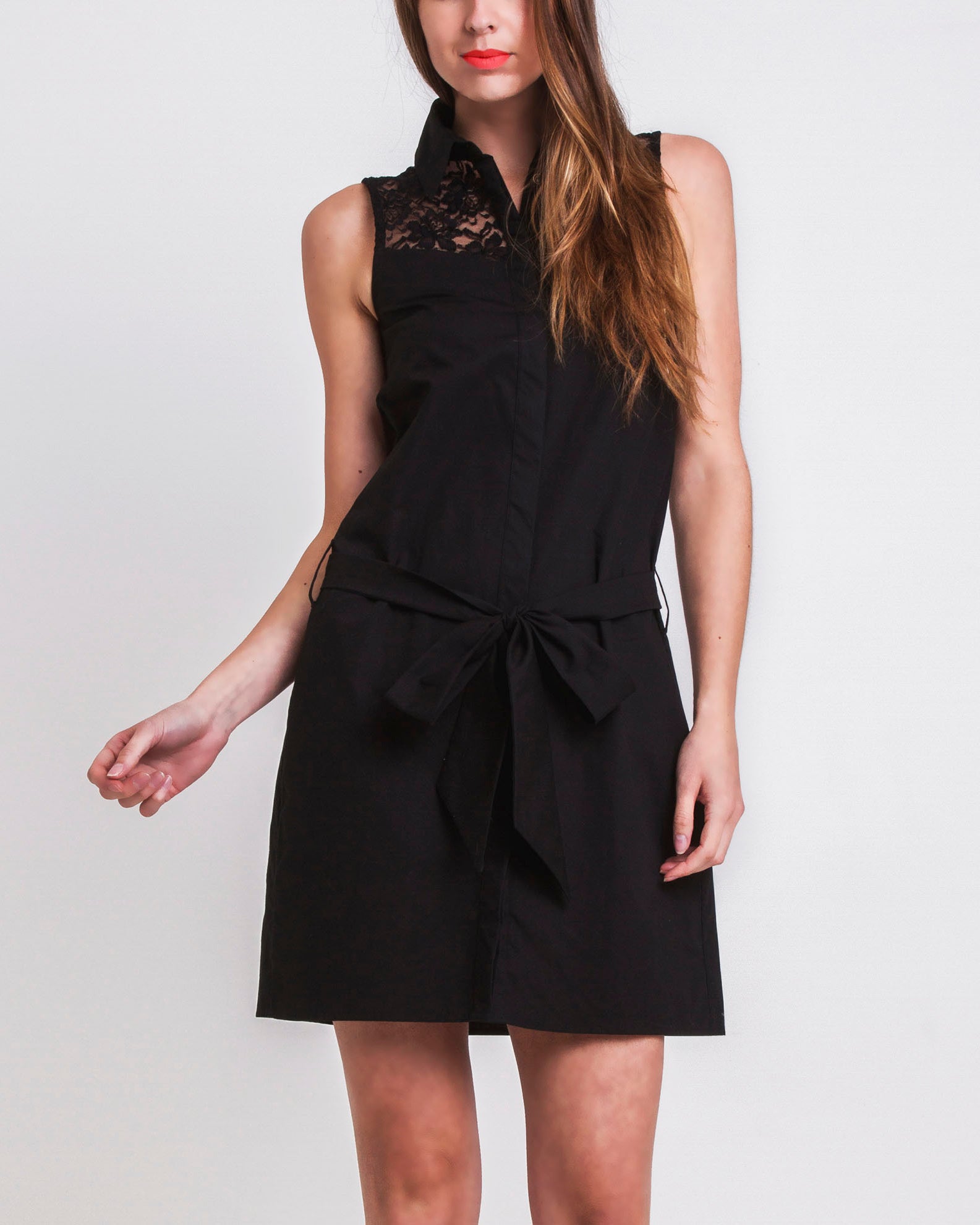 black cotton shirt dress