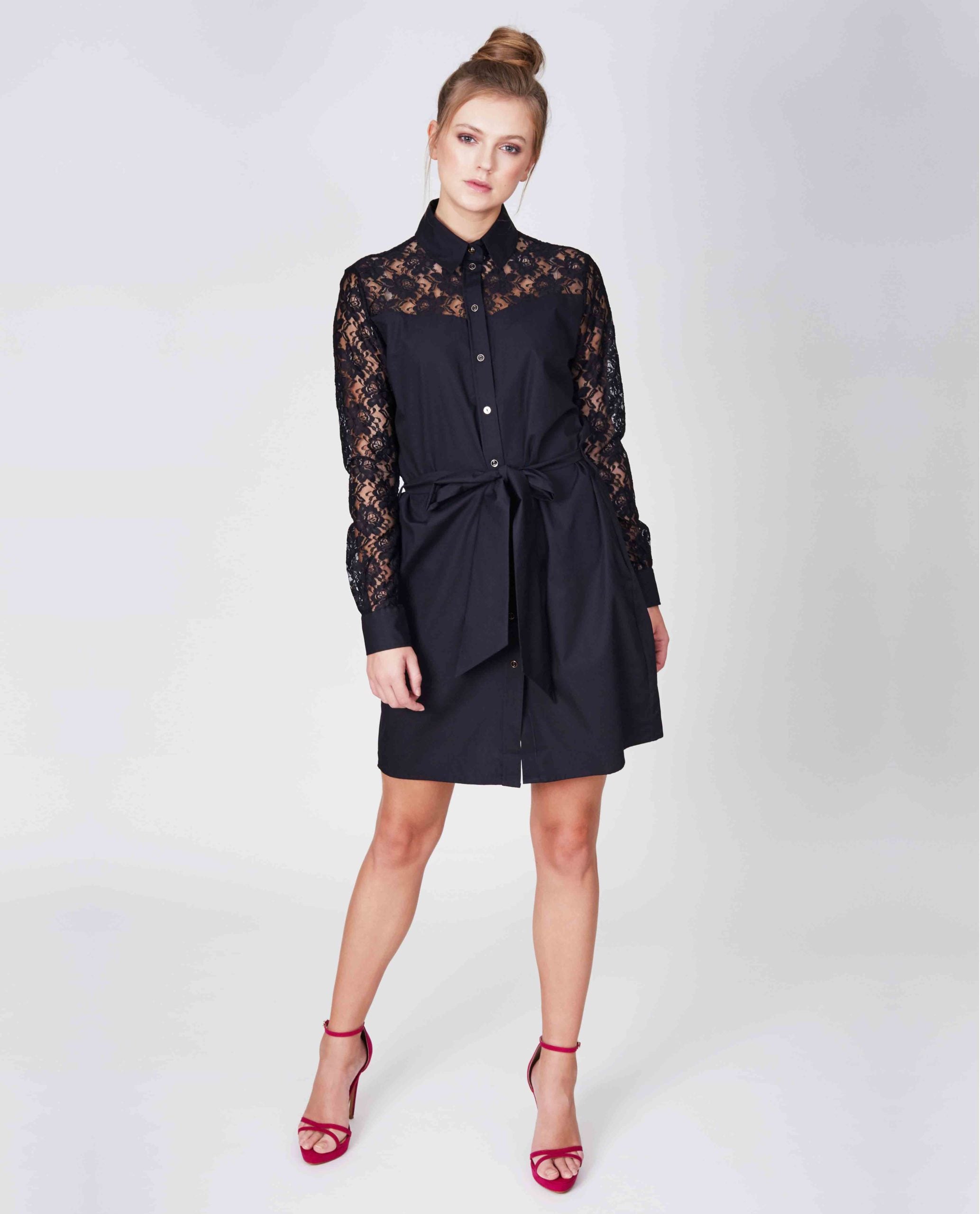 cotton shirt dress black