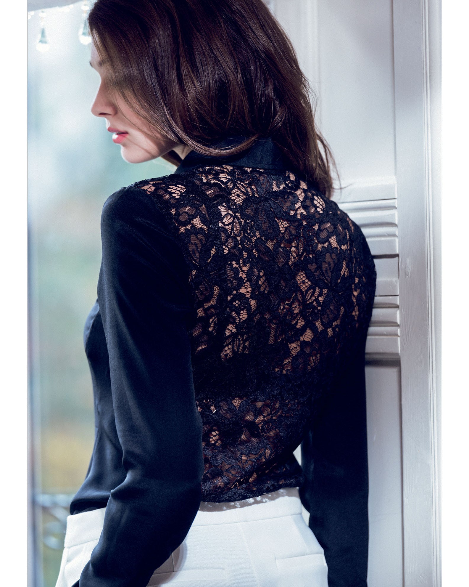 Fitted Silk Shirt Black