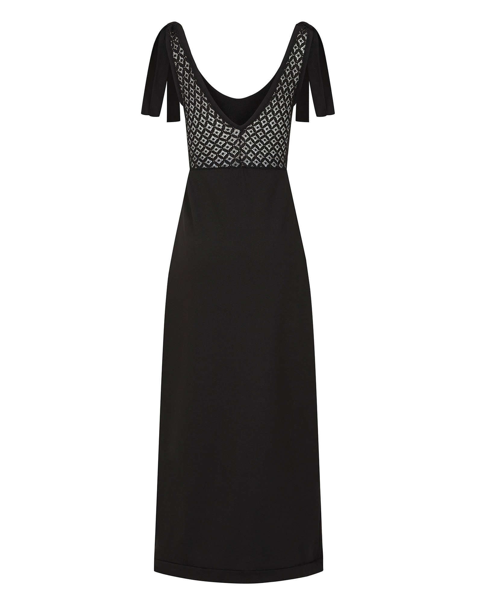 Black Lace Back Cotton Maxi Dress