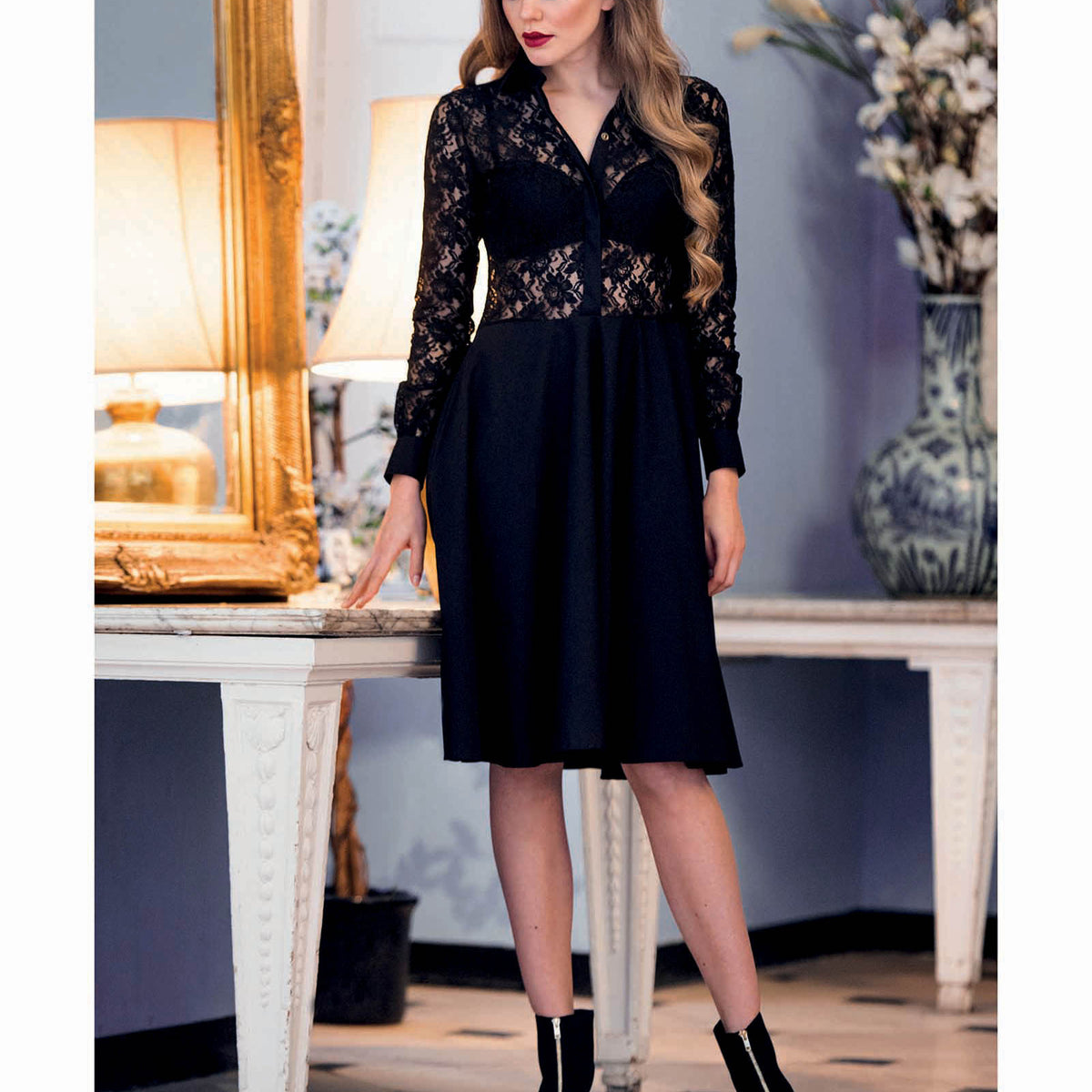 Cotton Lace Midi Dress Black – Sophie Cameron Davies