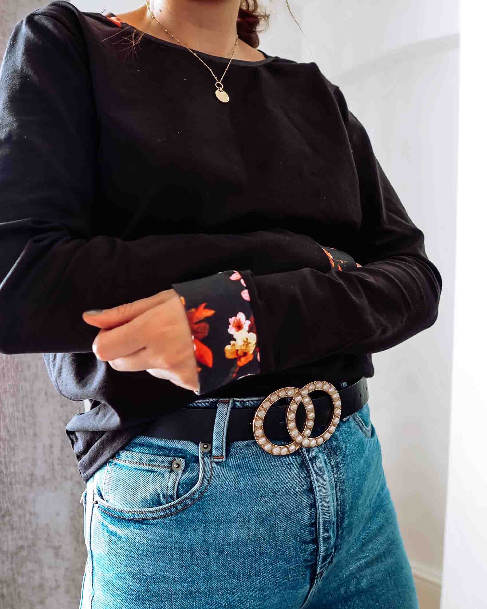 Black Long Sleeve Cotton Top