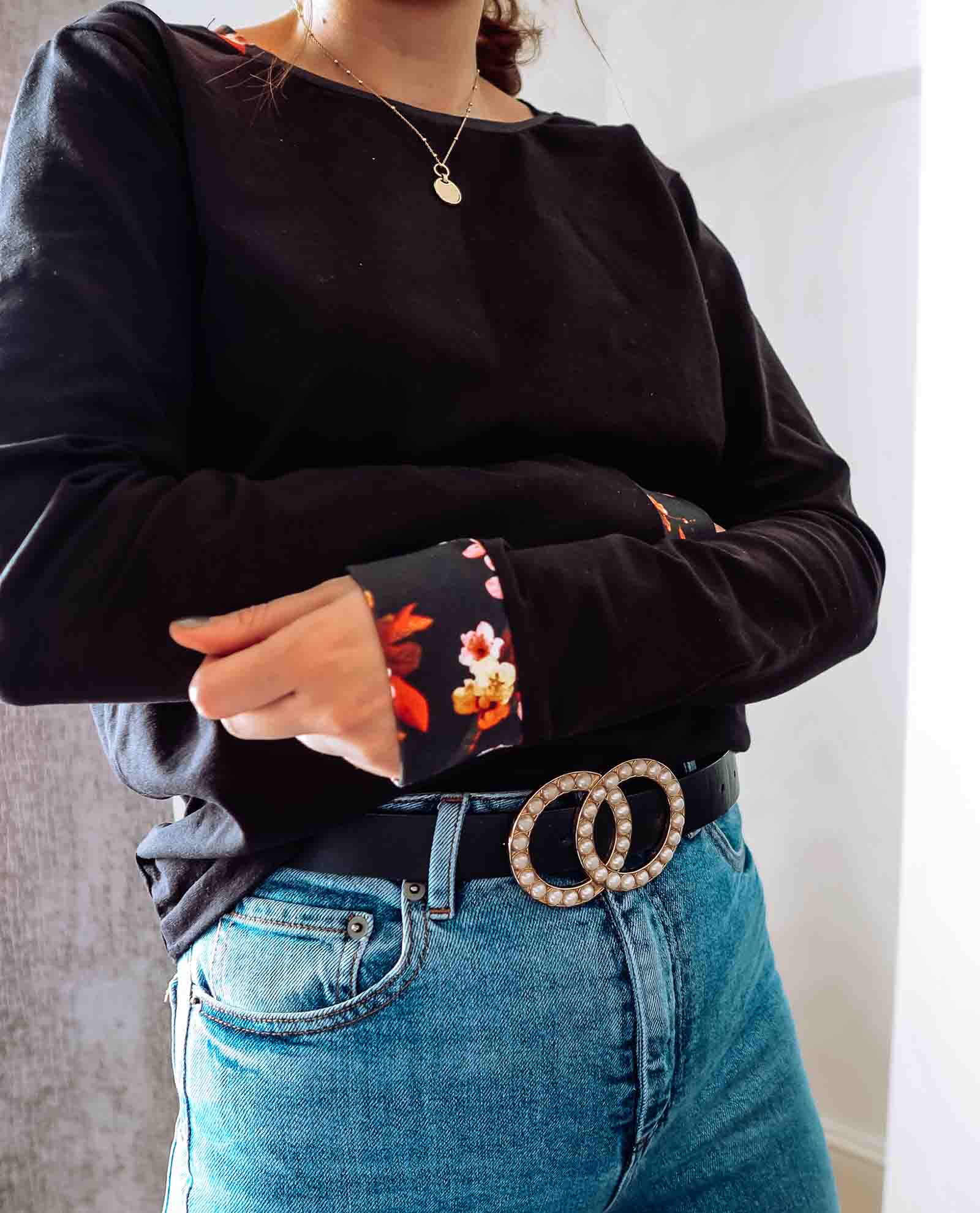 Black Long Sleeve Cotton Top