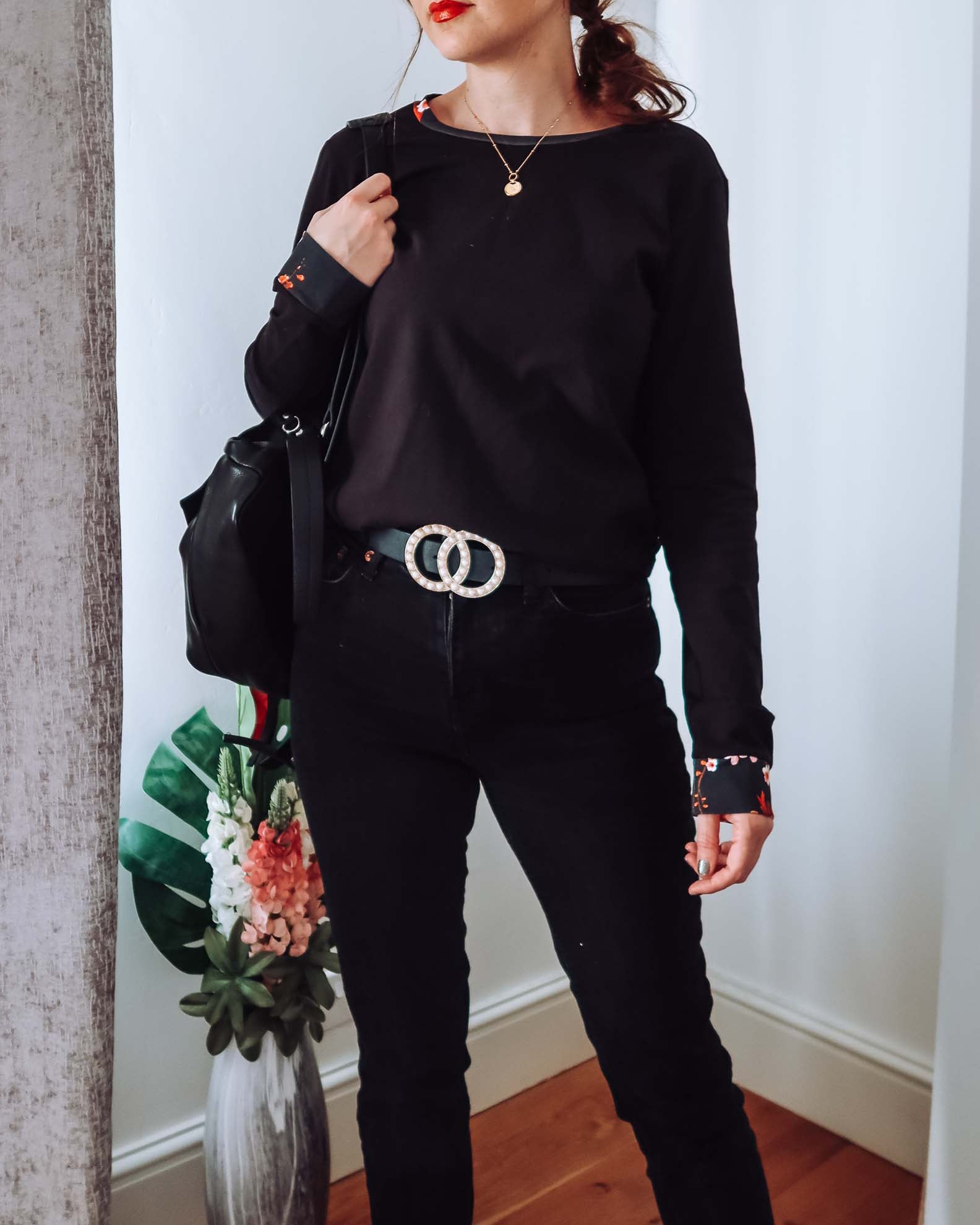 Black Long Sleeve Cotton Top