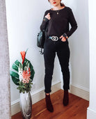 Black Long Sleeve Cotton Top