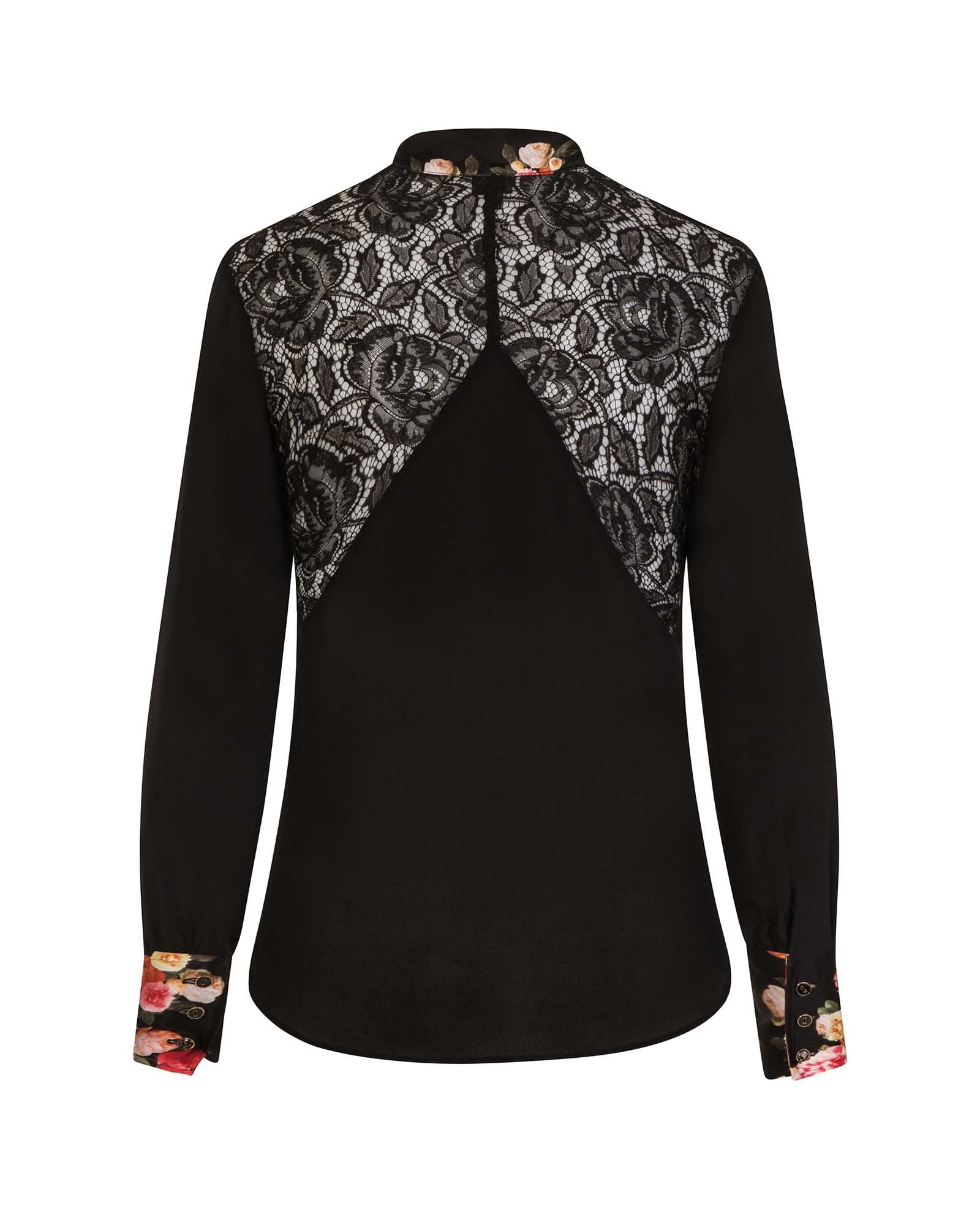 Black Silk Bow Blouse