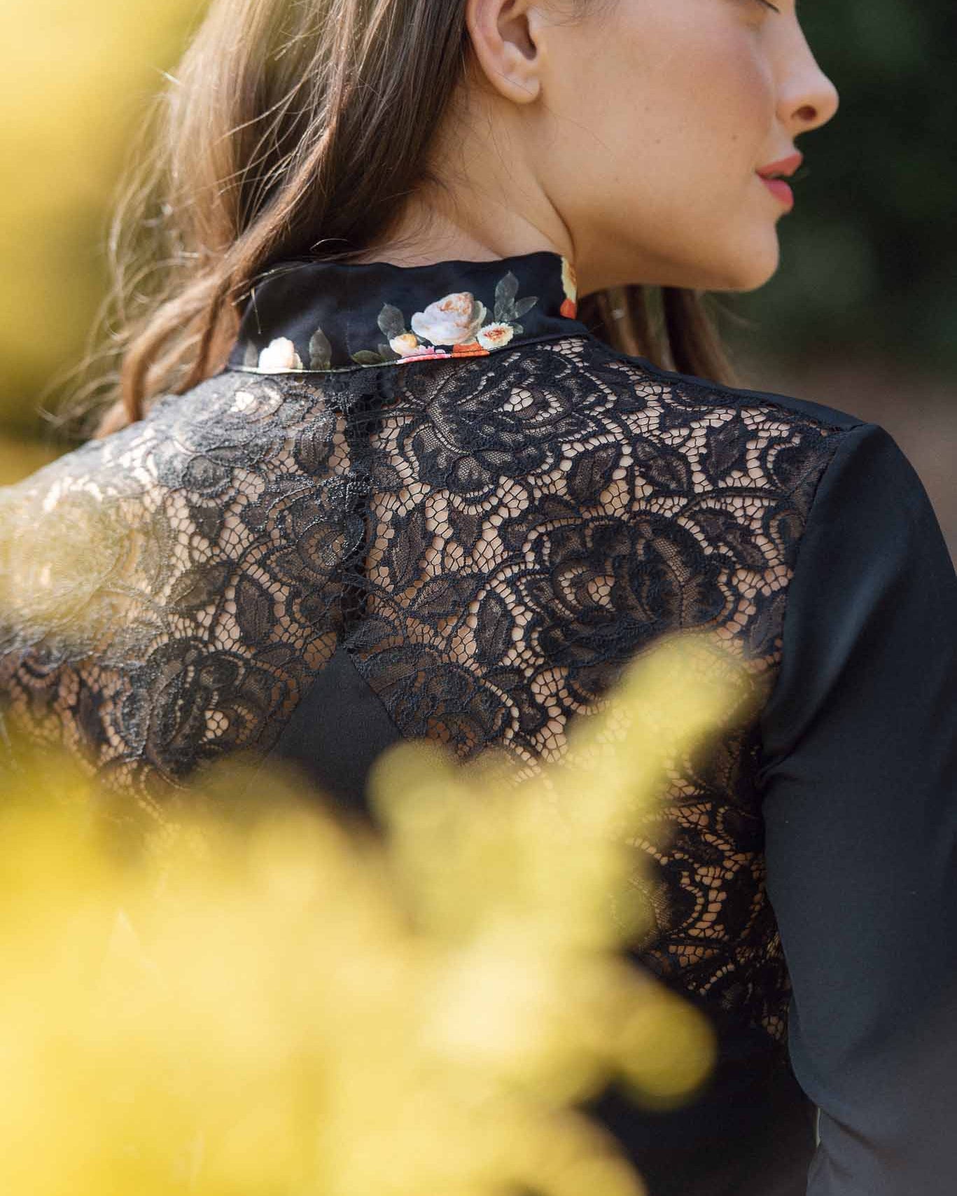 Black Silk Bow Blouse