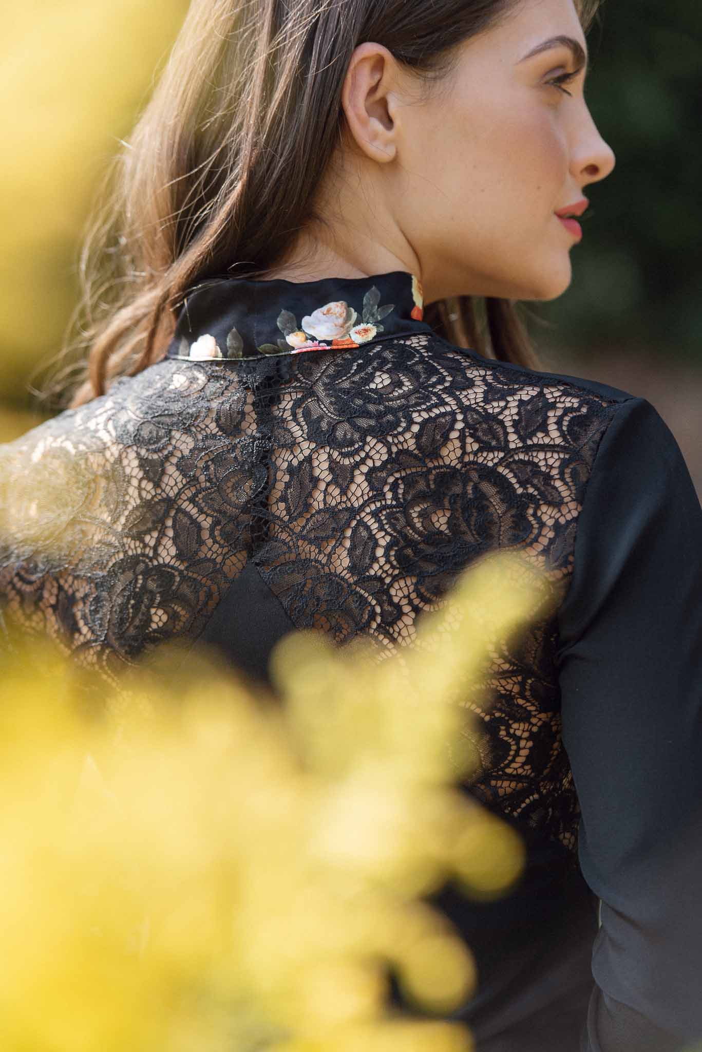 Black Silk Bow Blouse