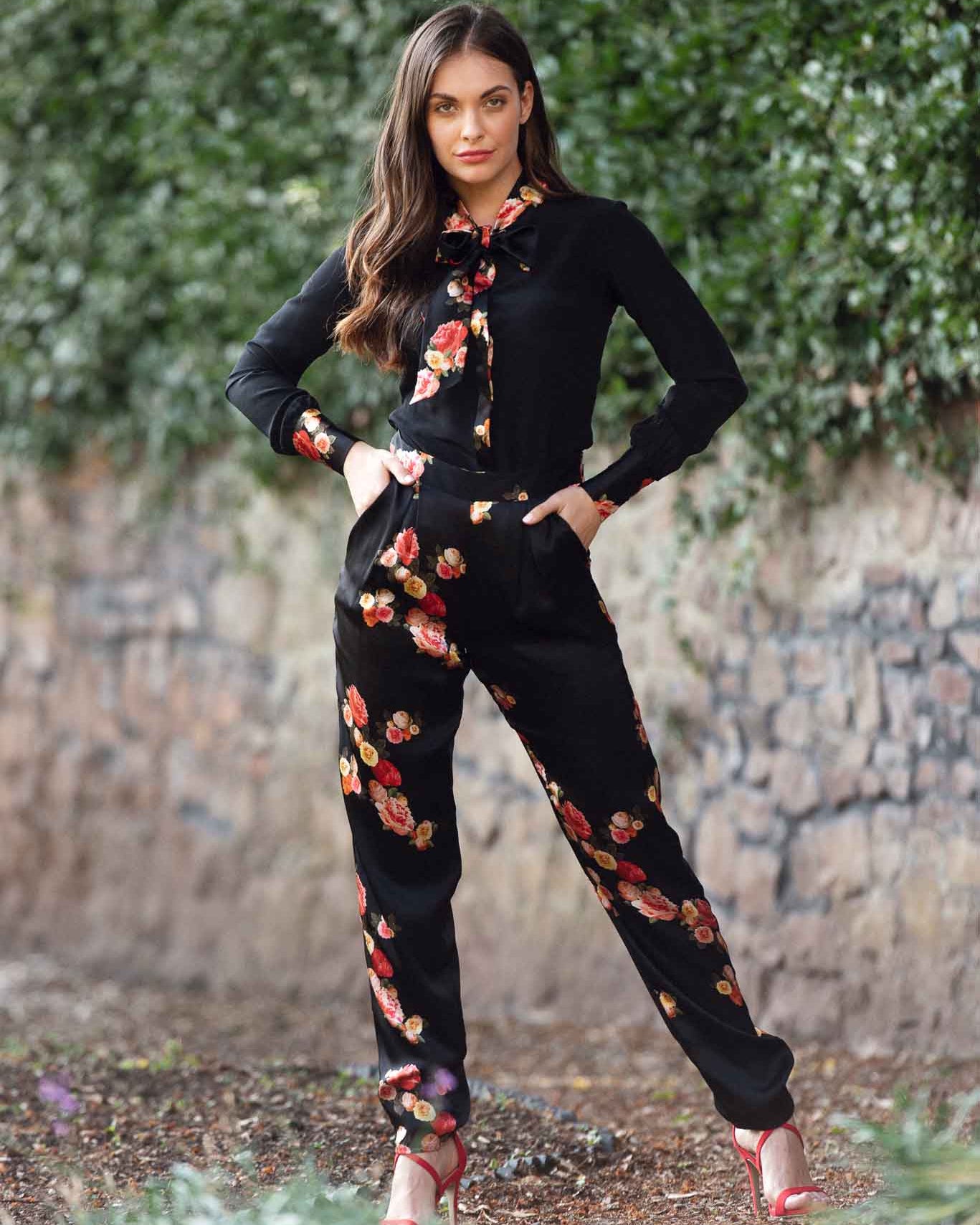 Black Silk Bow Blouse