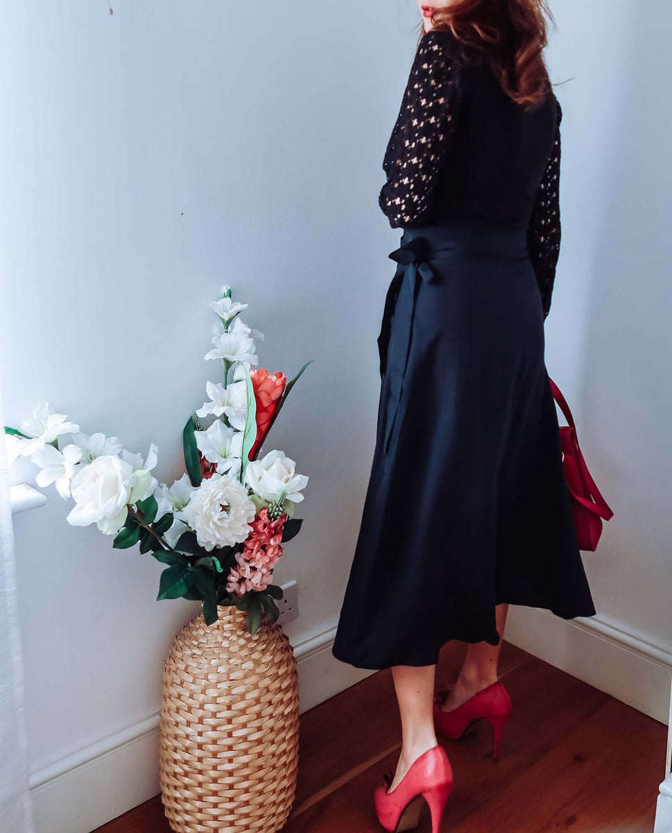 Silk midi skirt wrap clearance