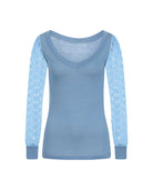 Blue Lace Sleeve Jersey Top