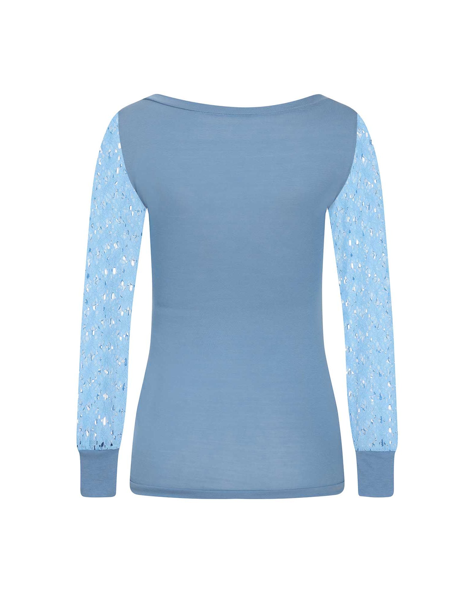 Blue Lace Sleeve Jersey Top
