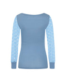 Blue Lace Sleeve Jersey Top
