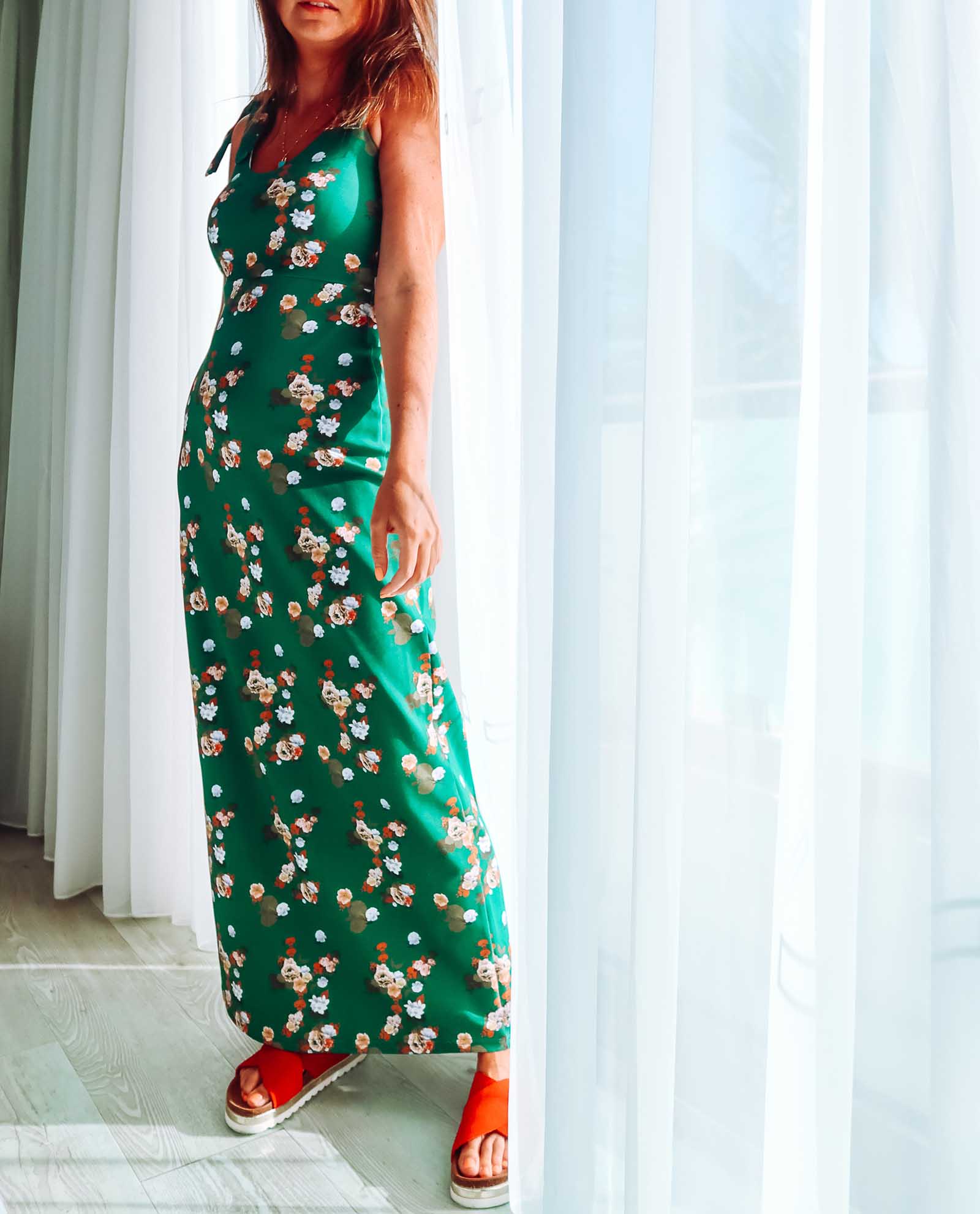 Green Floral Cotton Maxi Dress Sophie Cameron Davies