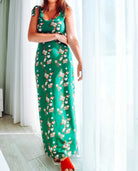 Green Floral Cotton Maxi Dress Sophie Cameron Davies