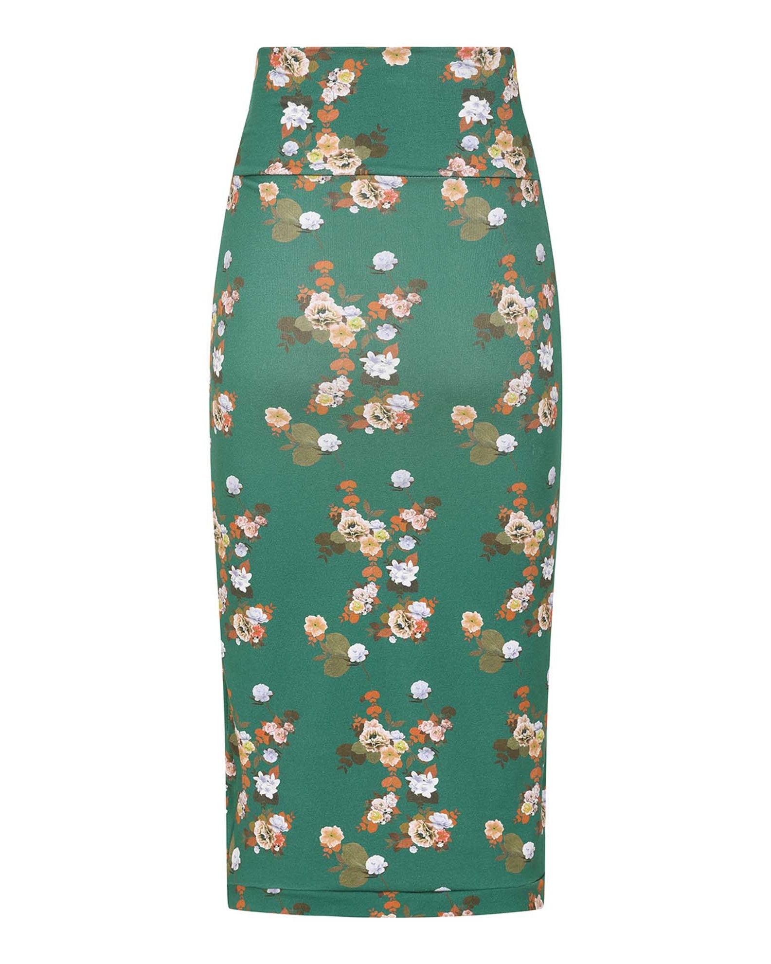 Green Floral Cotton Midi Skirt