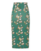 Green Floral Cotton Midi Skirt