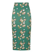 Green Floral Cotton Midi Skirt