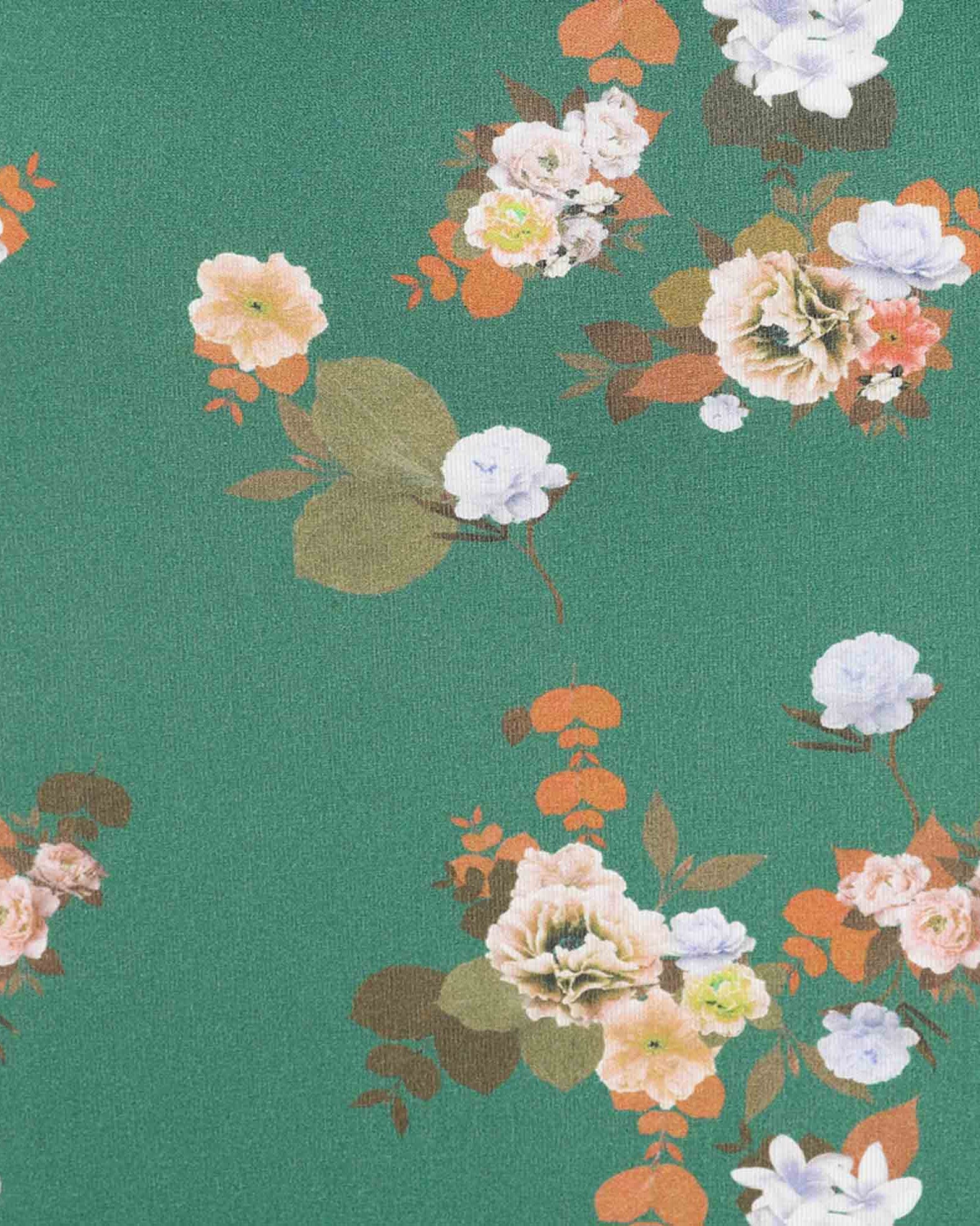 Green Floral Cotton Midi Skirt