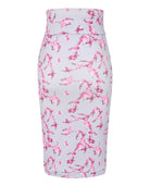Grey & Pink Floral Midi Jersey Skirt SCD