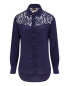 Classic Silk Shirt Navy Blue