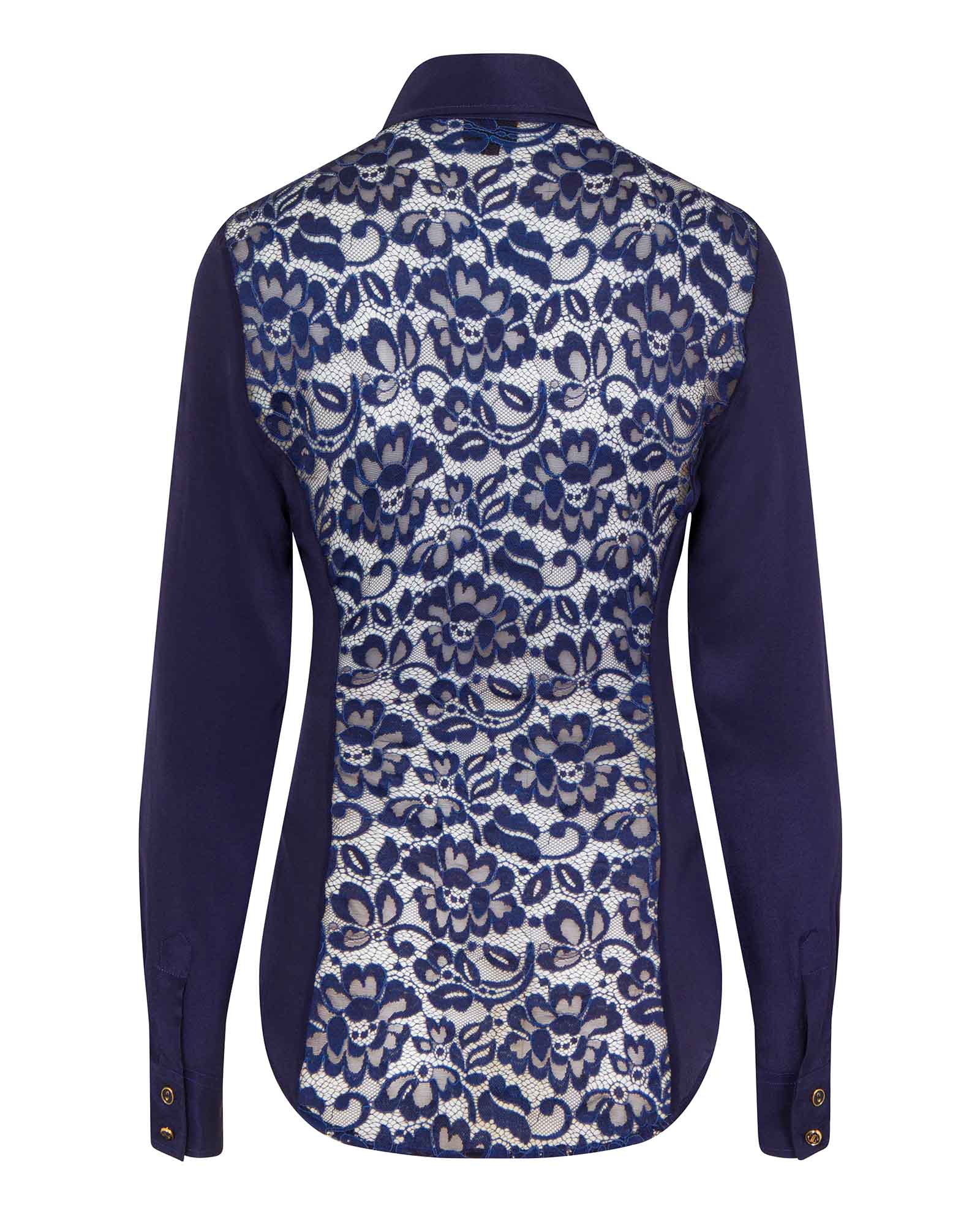 Fitted Silk Shirt Navy Blue