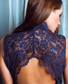 Lace Back Top Navy Blue