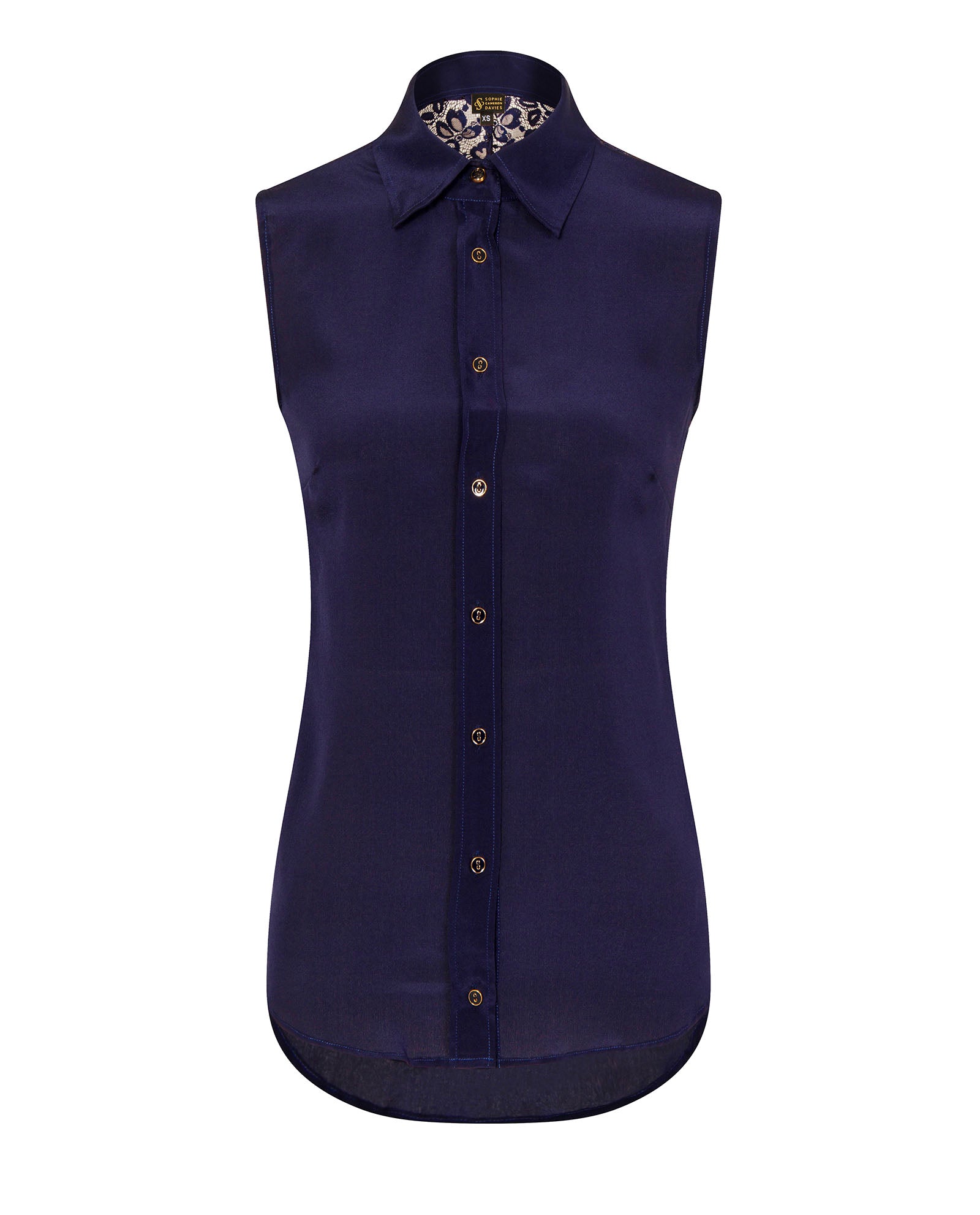 Lace Back Top Navy Blue