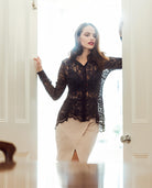 Lace Shirt Navy Blue