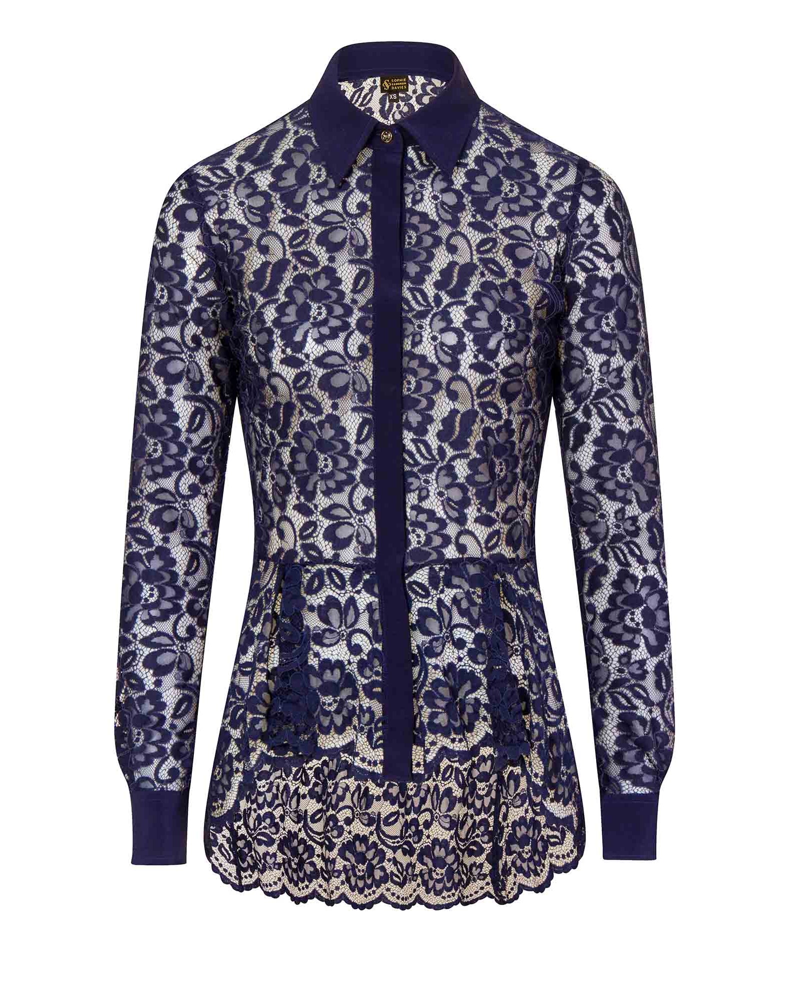Lace Shirt Navy Blue