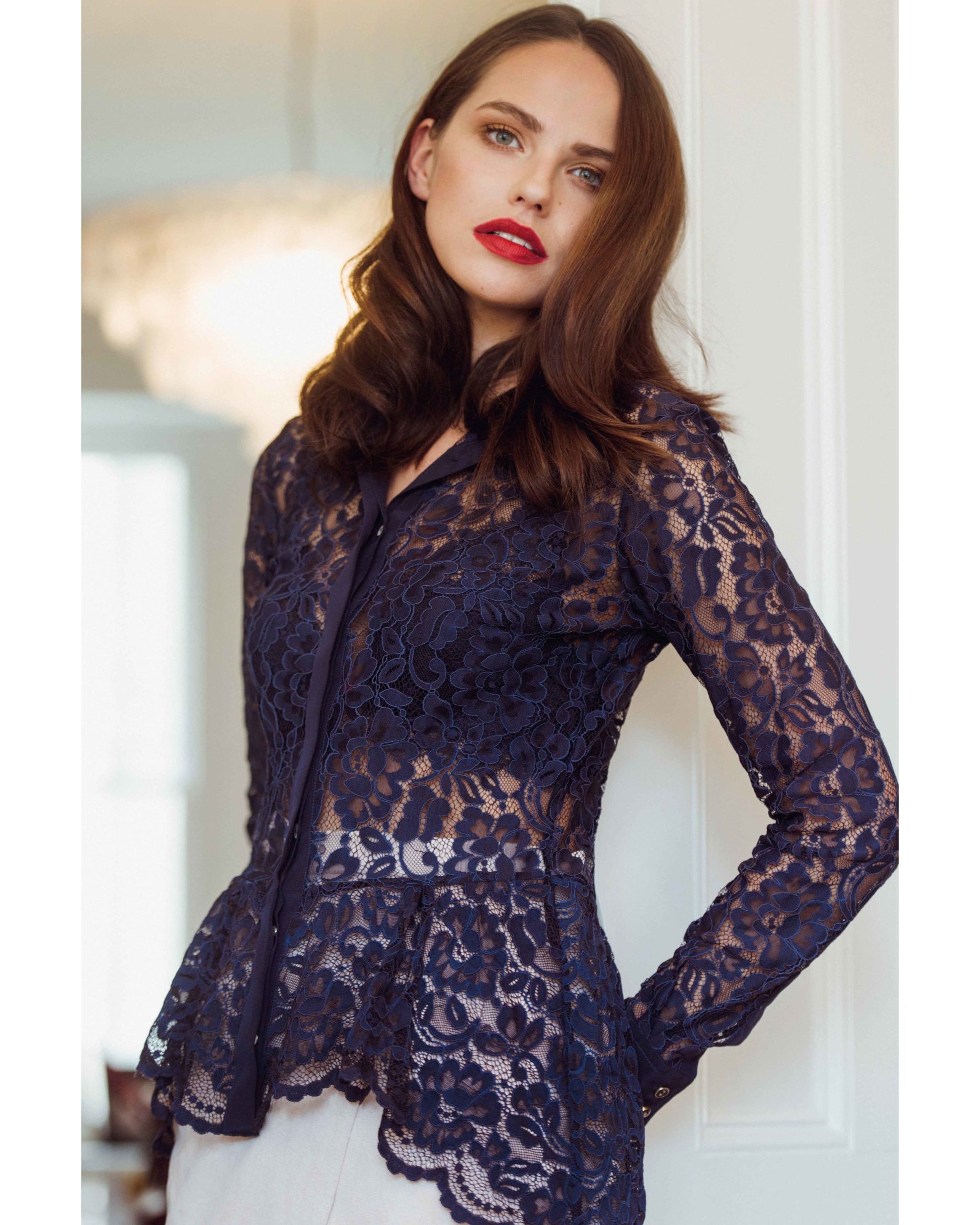 Navy Blue Lace Shirt