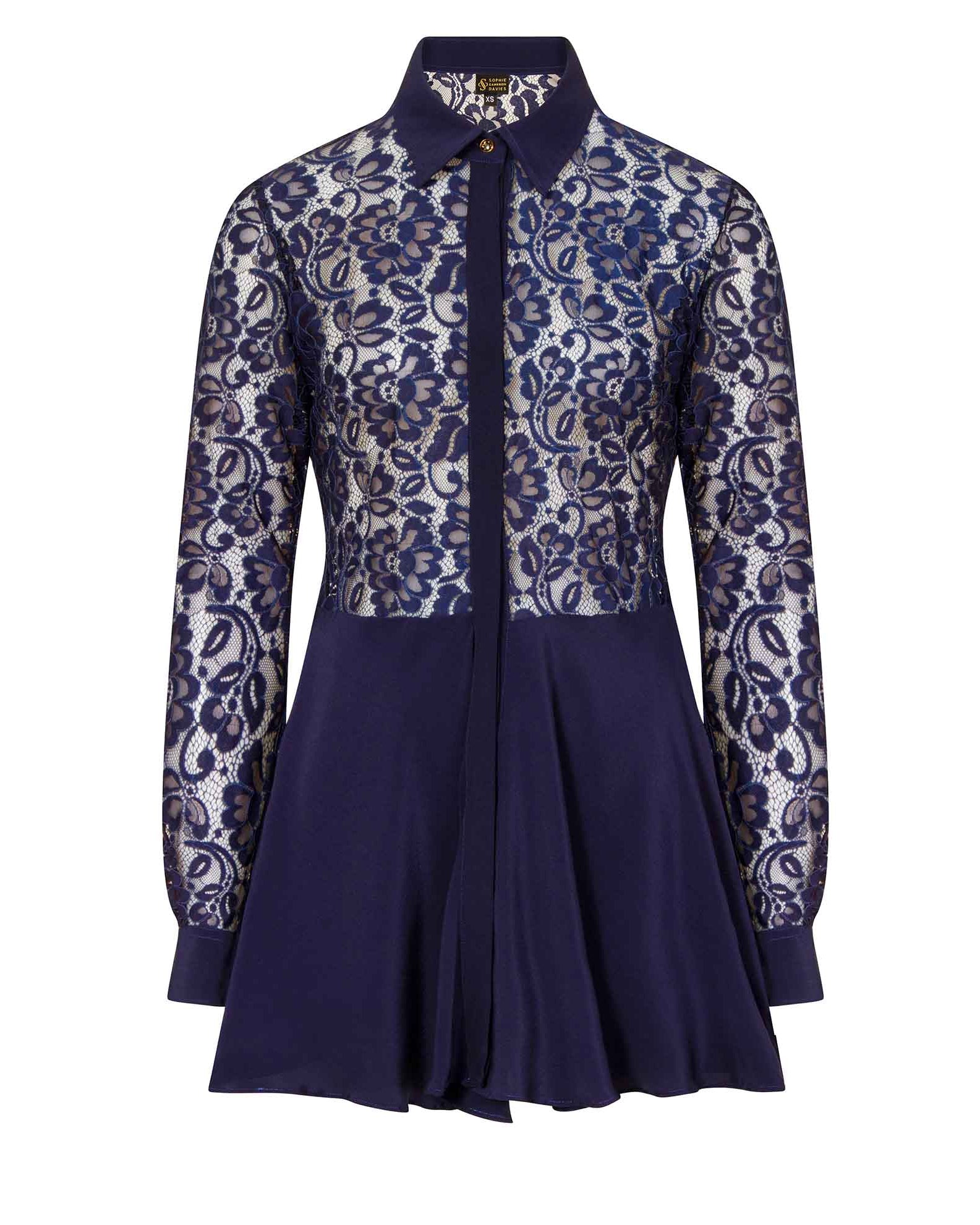 Lace Mini Dress Navy Blue