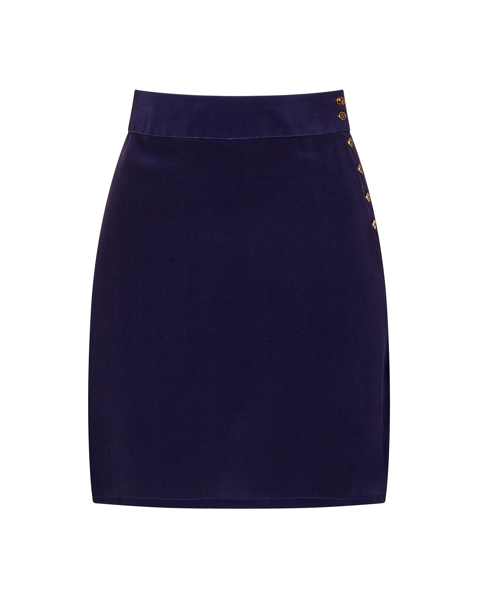 Silk Mini Skirt Navy Blue