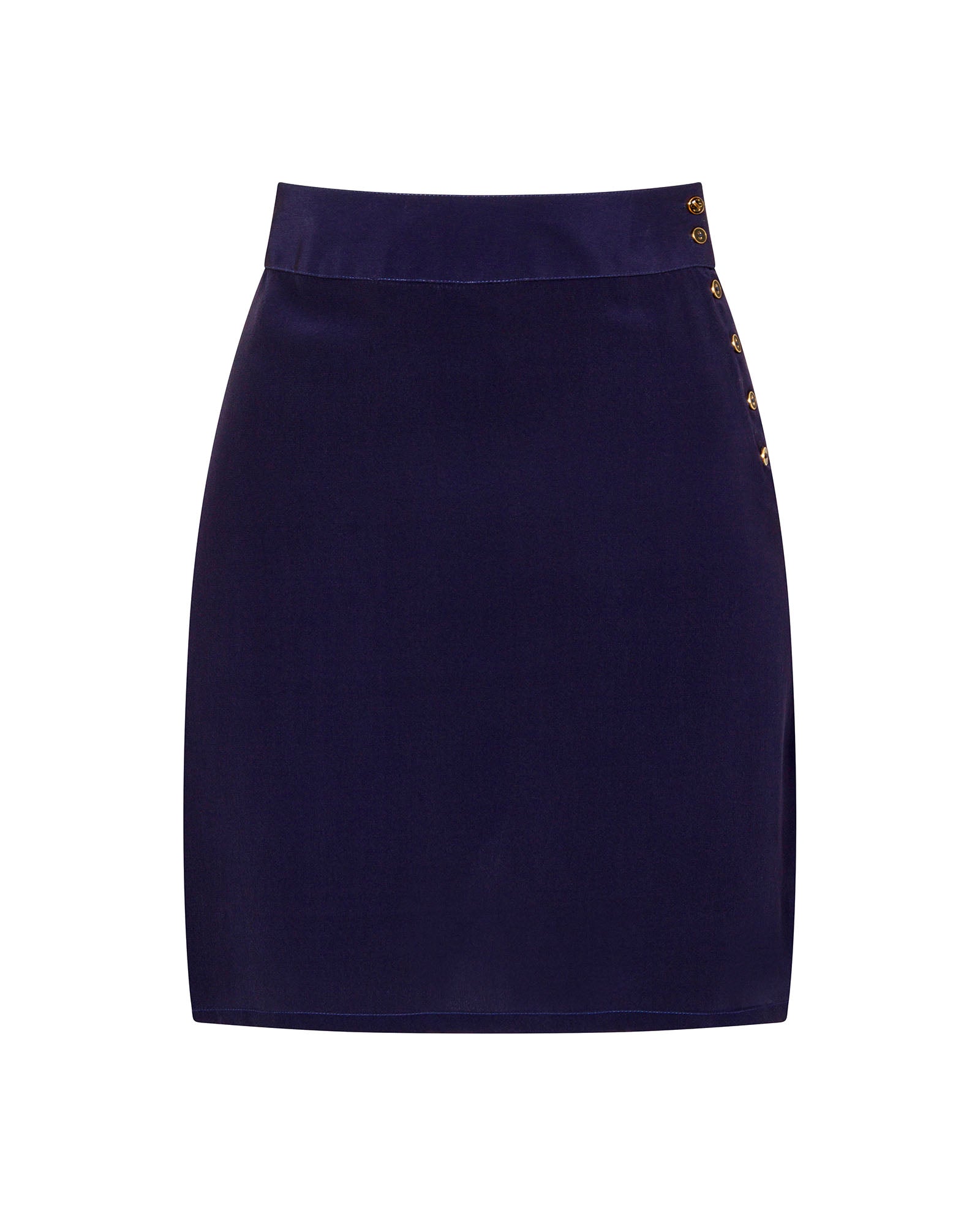 Silk Mini Skirt Navy Blue