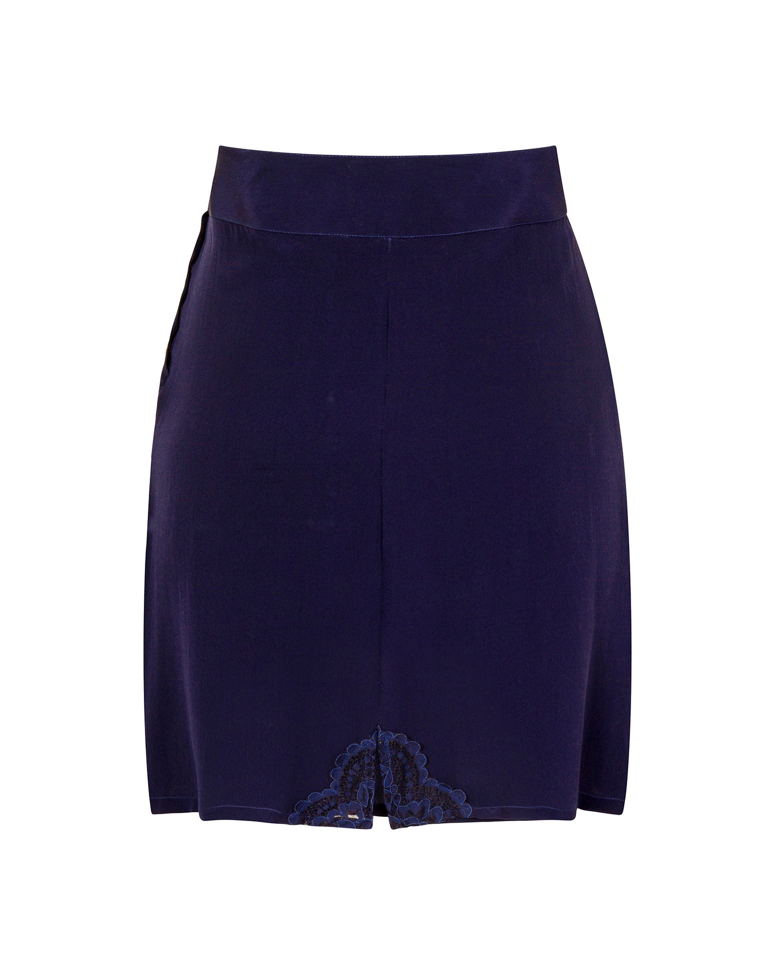 Silk Mini Skirt Navy Blue