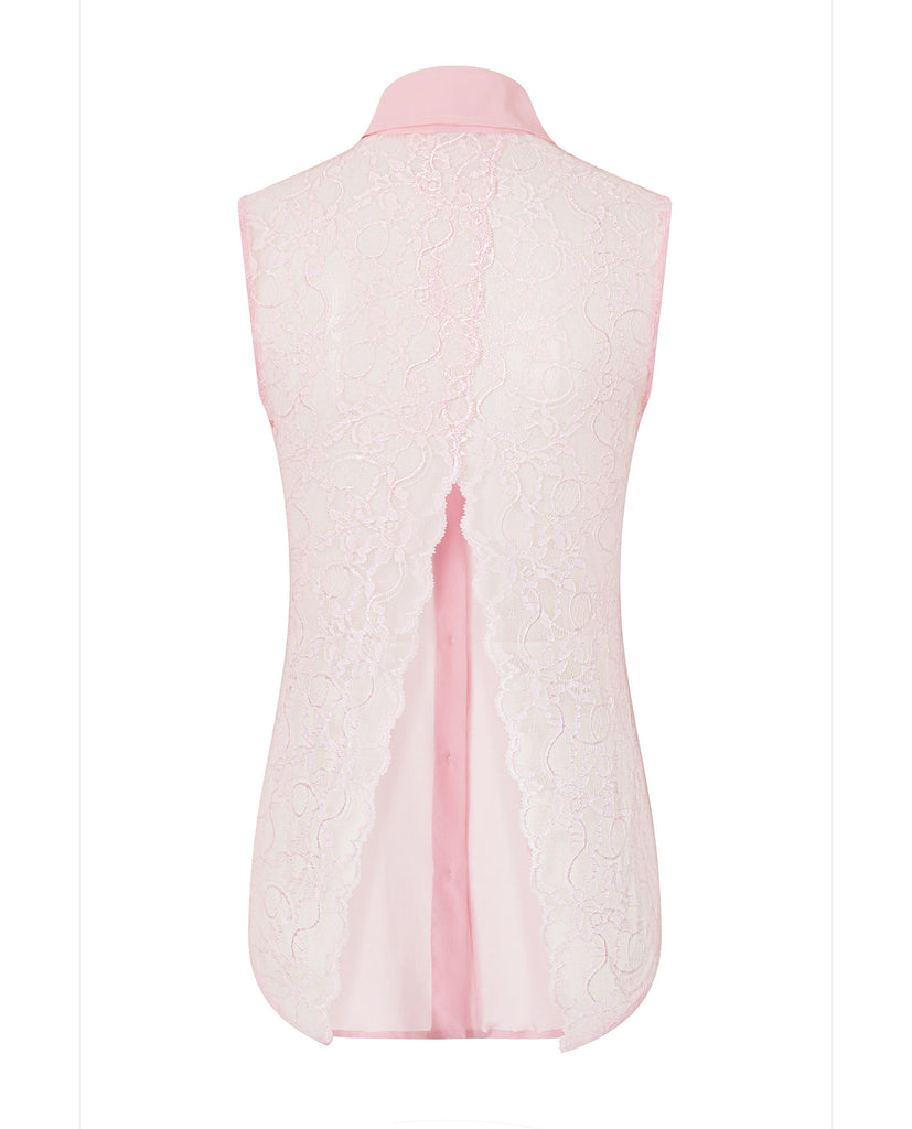 Lace Back Top Pale Pink