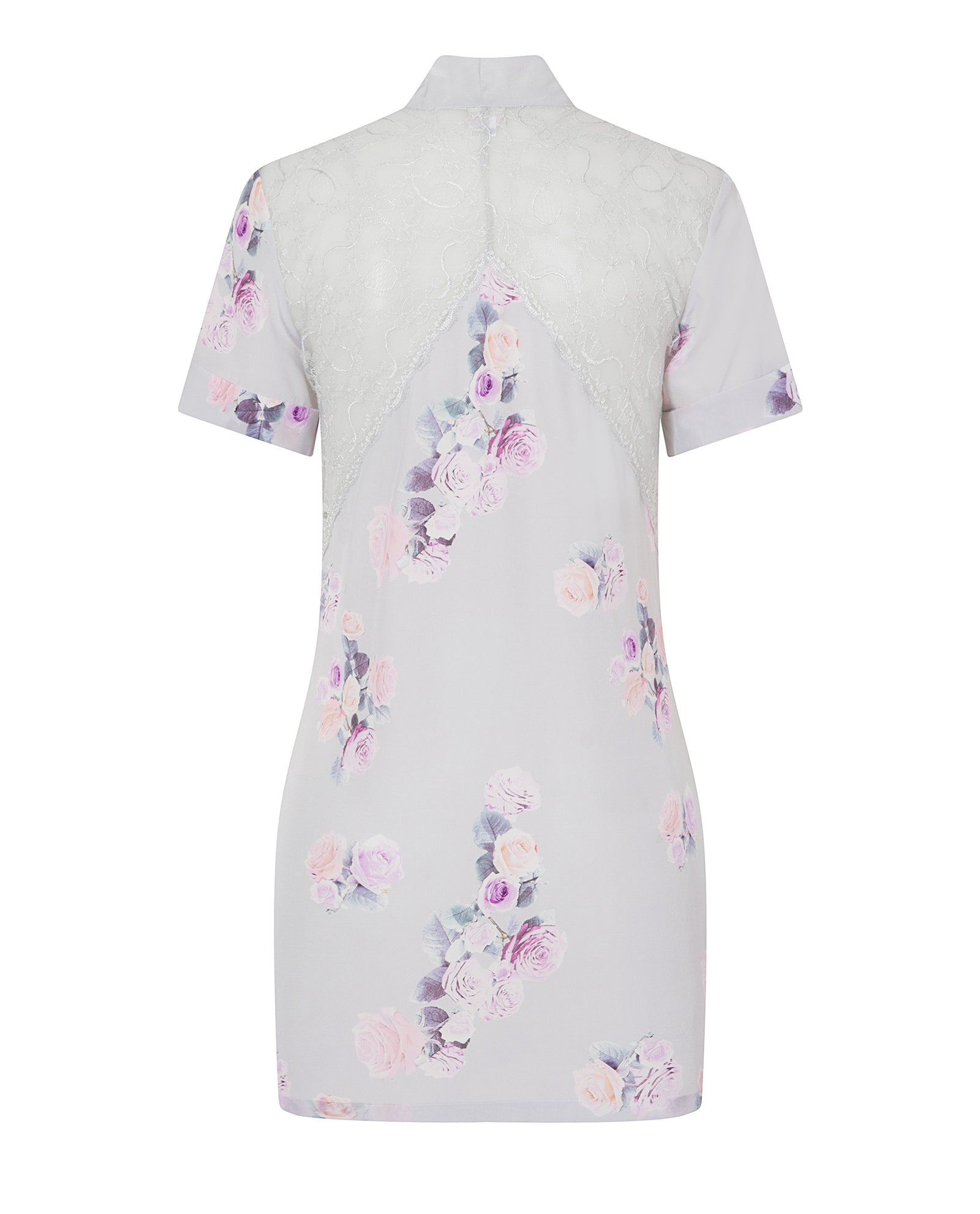 Rose Silk Bow Mini Dress