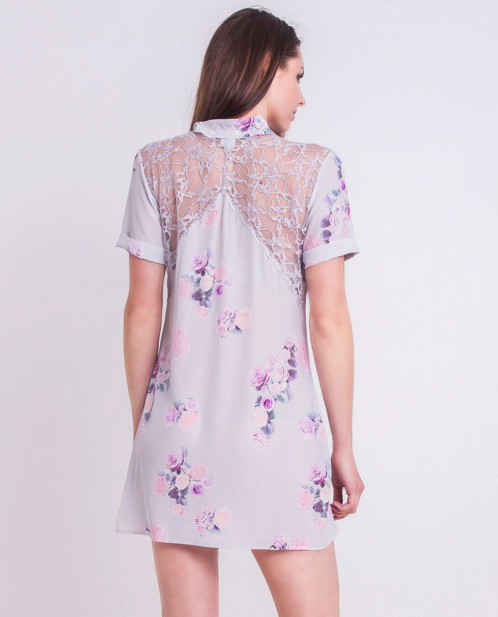 Rose Silk Bow Mini Dress