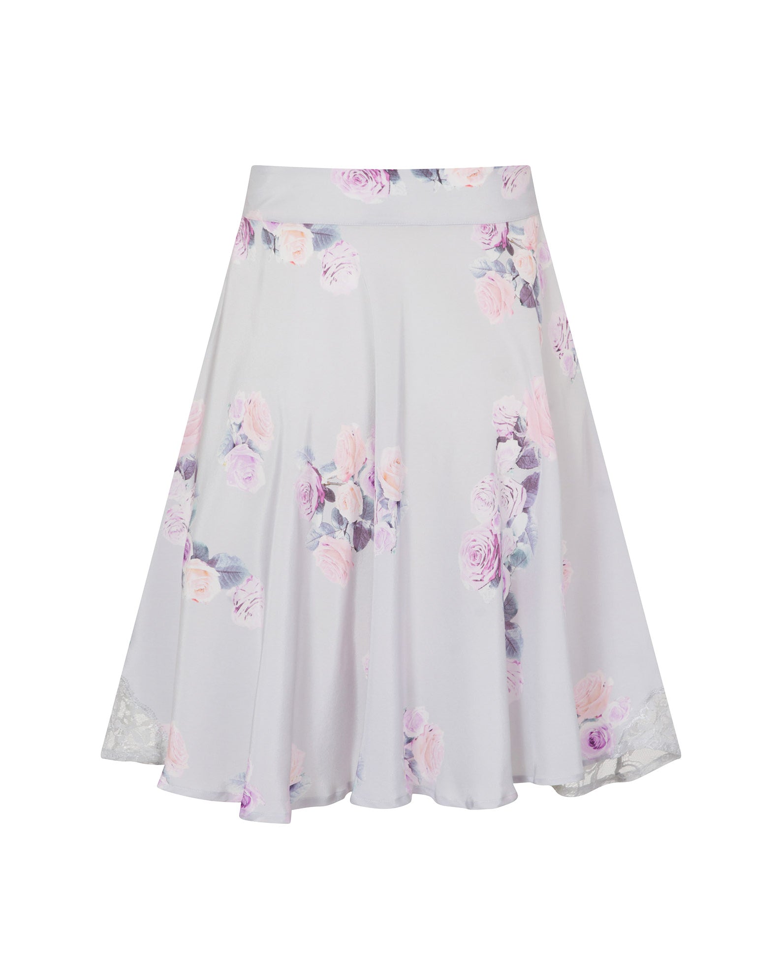 Rose Silk Midi Skirt Silver