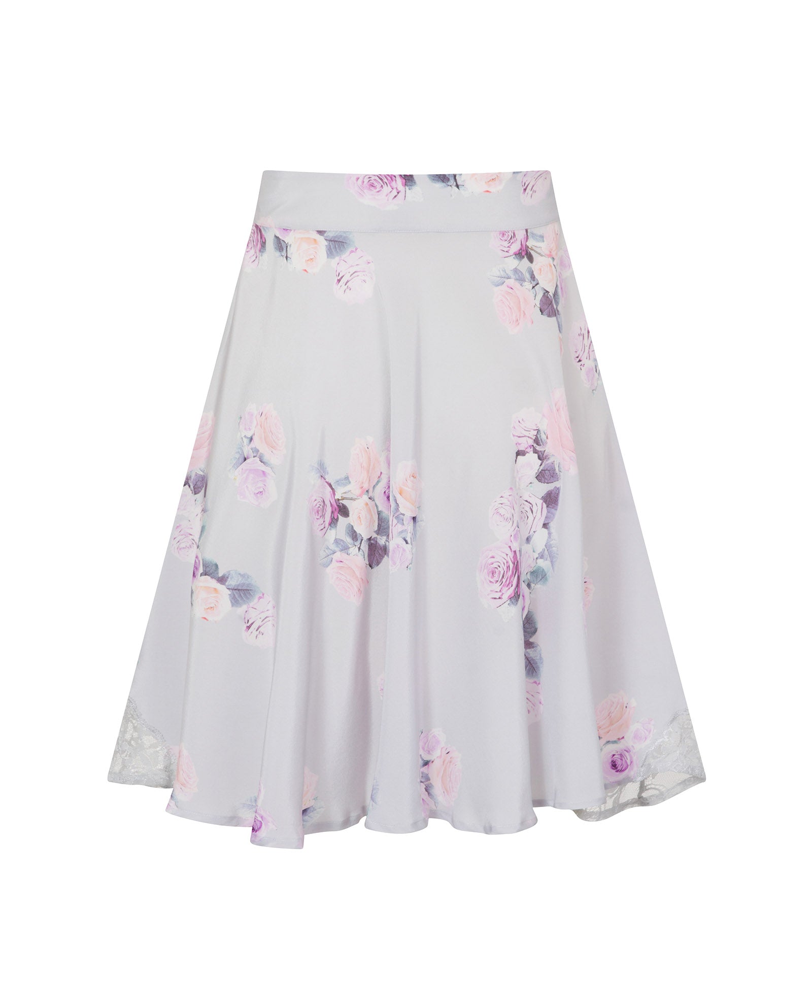 Rose Silk Midi Skirt Silver