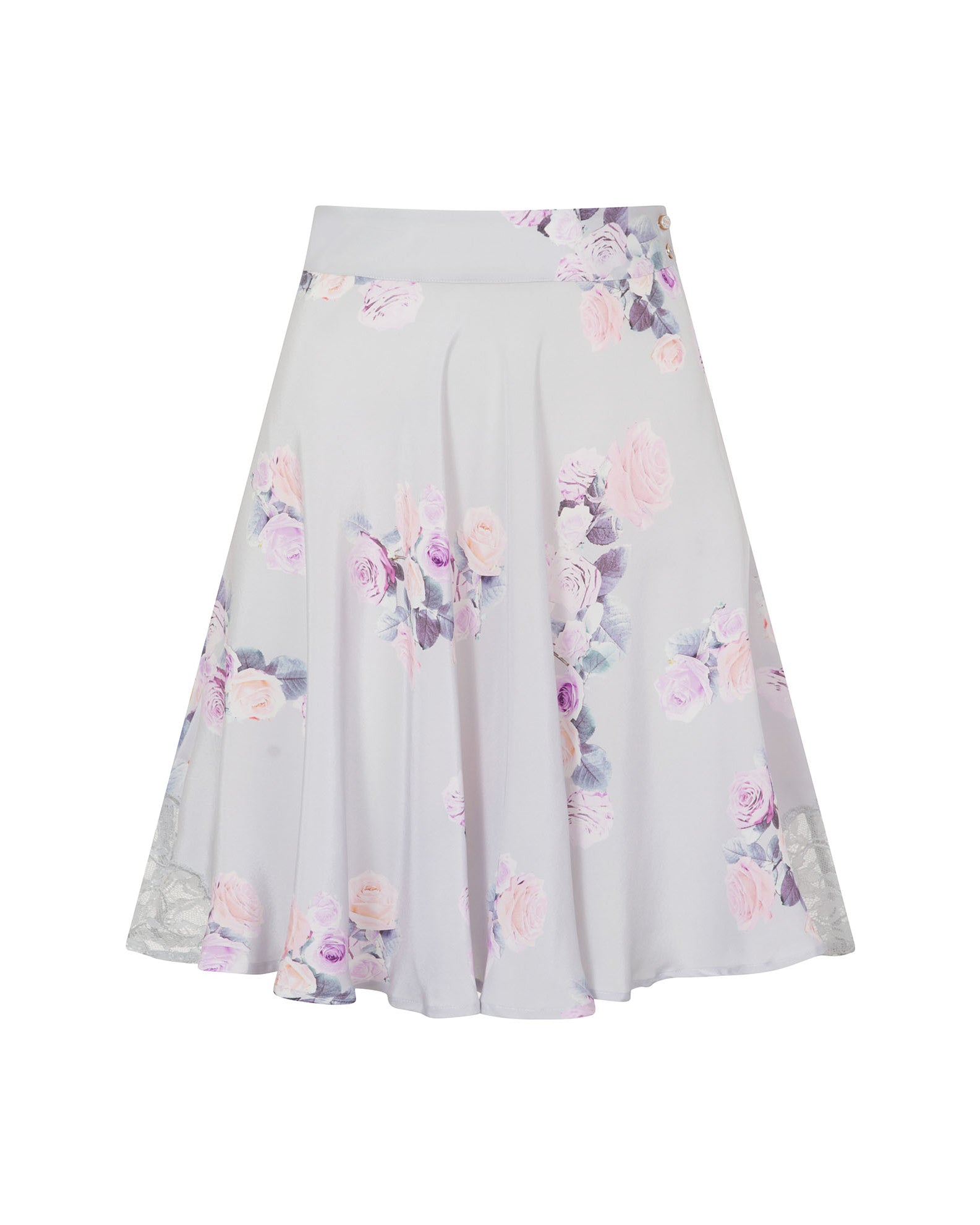 Rose Silk Midi Skirt Silver