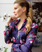 Rose Print Silk Shirt