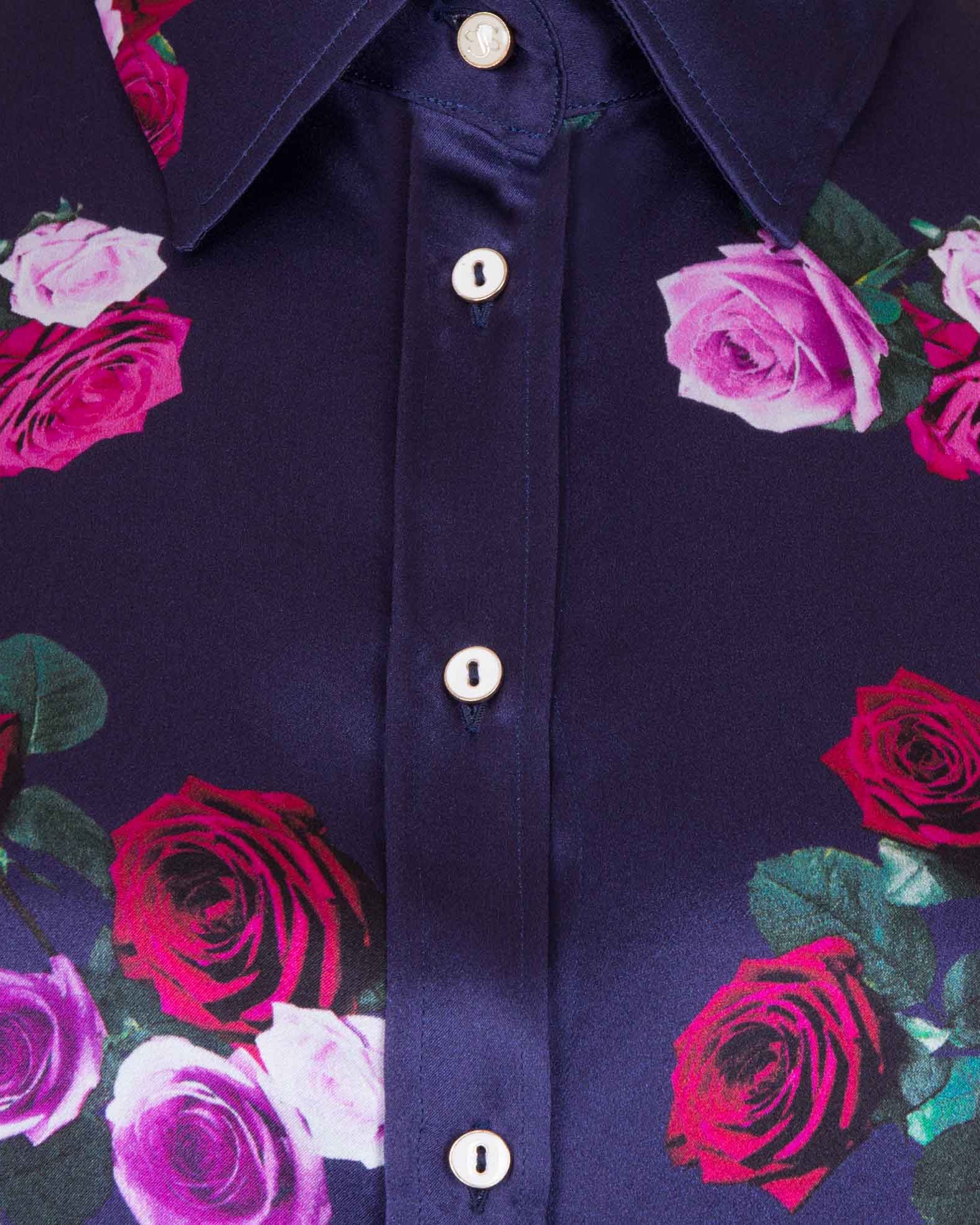 Rose Print Silk Top