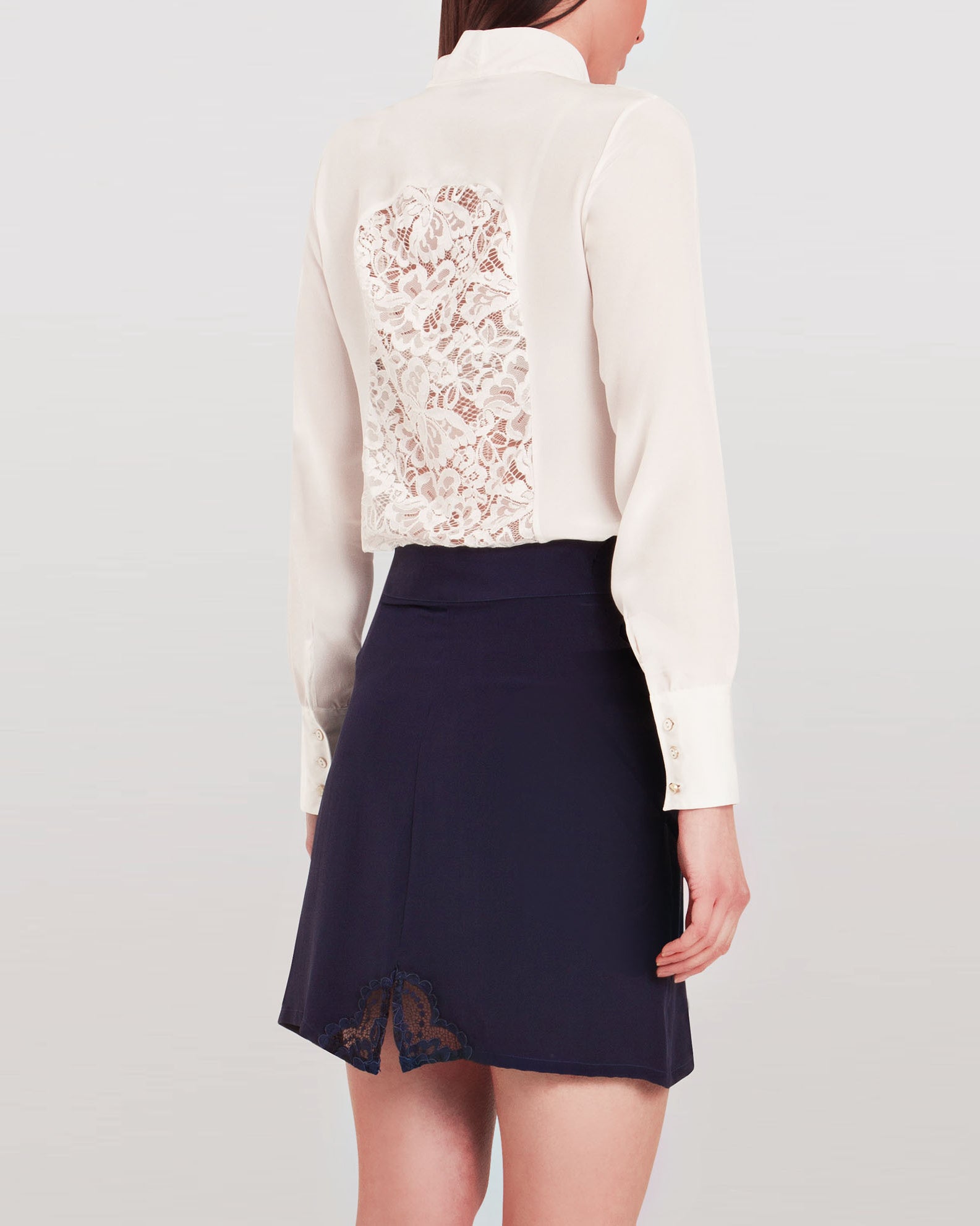 Silk Mini Skirt in Navy Blue