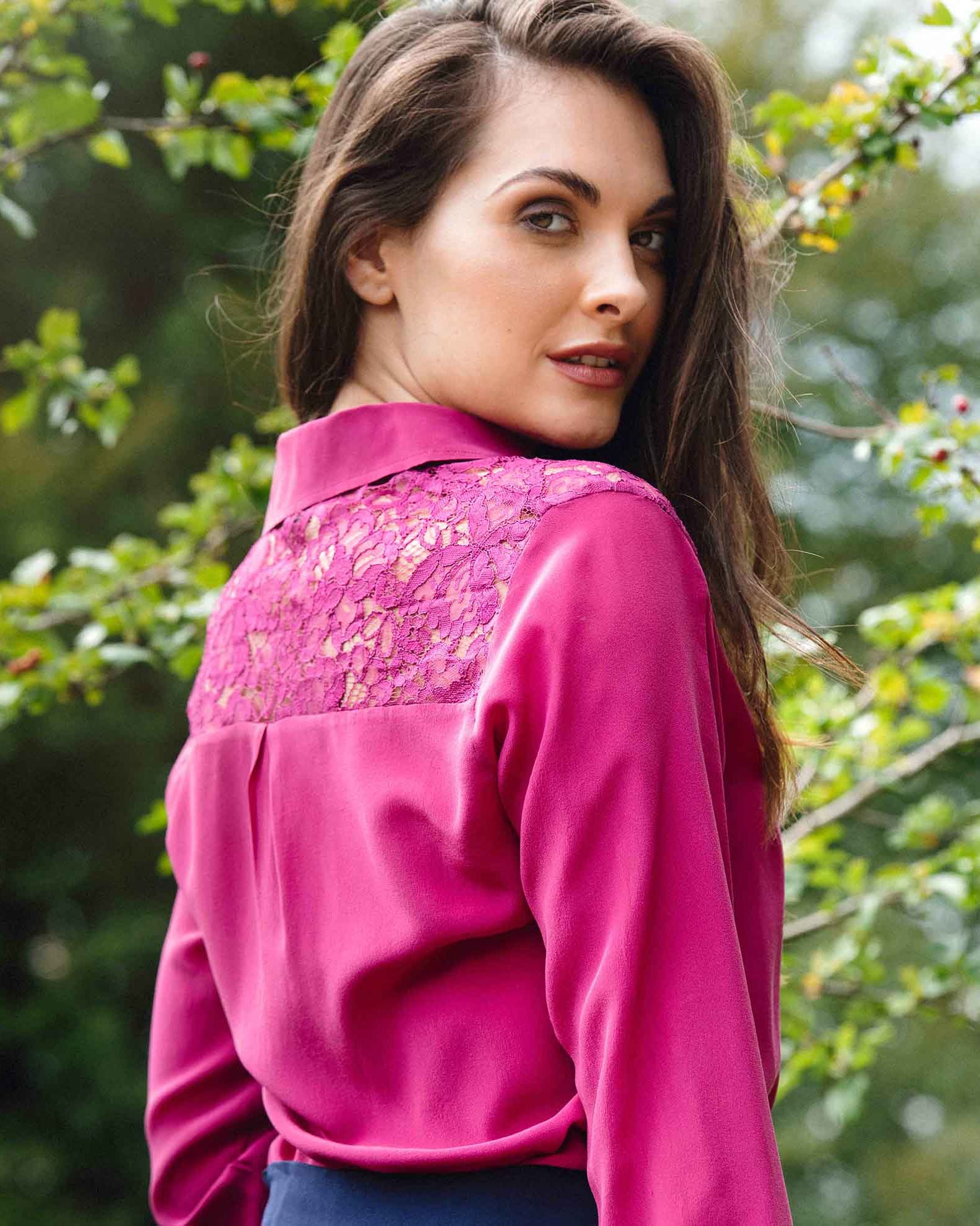Classic Silk Shirt Fuchsia