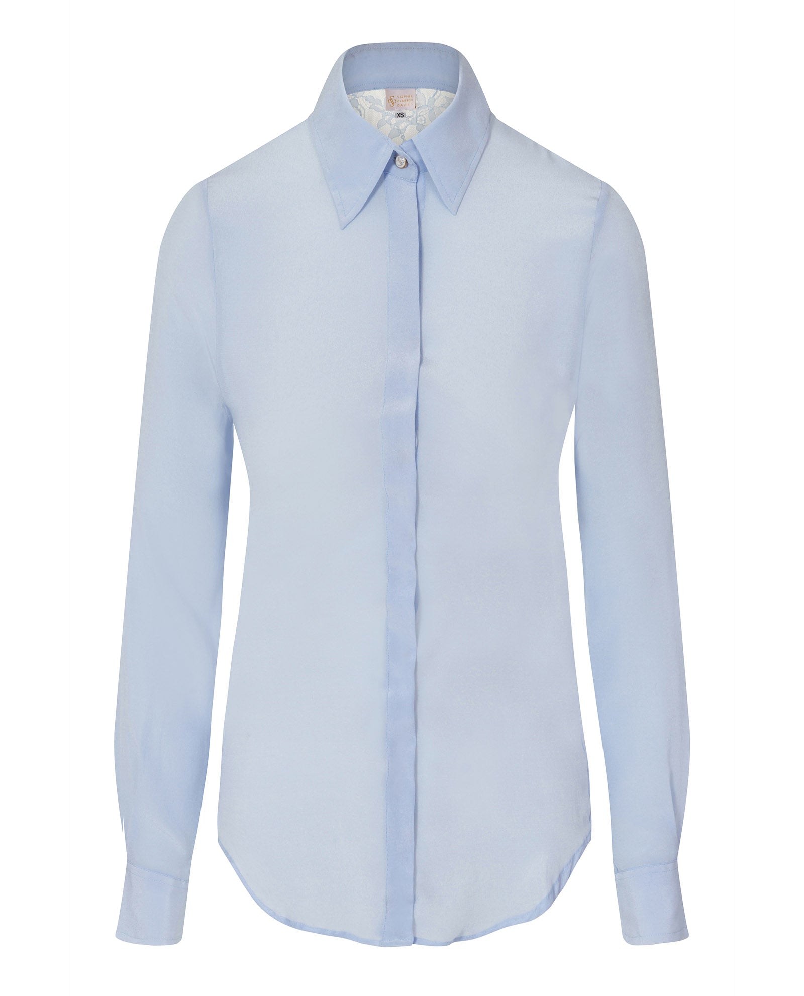 Sky Blue fitted Silk Shirt