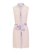 classic silk shirt dress soft peach
