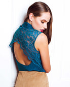 Lace Back Top Teal