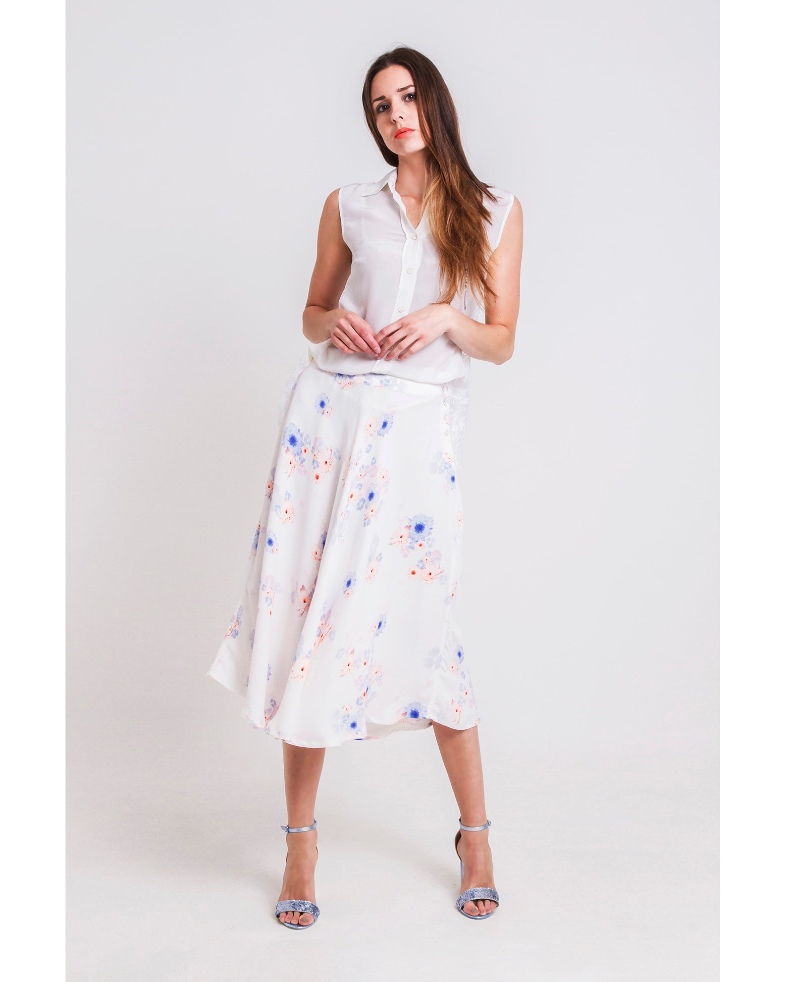 Beach Flower Midi Skirt